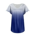thumbnail image 3 of Womens Tops Dressy Gradient Short Sleeve V Neck Tunic Tops Loose Pleated Summer Tops Dressy Blouses Fit Casual Bohemian Top, 3 of 5