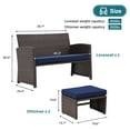 thumbnail image 5 of JOIVI 3 Piece Patio Furniture Set, Outdoor Loveseat Patio Furniture RattanSet with Ottoman, Brown Rattan, Navy Blue Cushion, 5 of 7