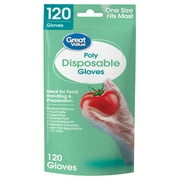 Great Value Disposable Poly Food Gloves, 120-Count, Latex-Free, One Size Fits Most
