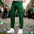 thumbnail image 2 of CONZONE St. Patrick's Day Mens Baggy Cargo Shorts Green Clover Graphic Buttons Cargo Pants for Men Lightweight Relaxed Fit Streetwear Workout Trousers With Pockets, 2 of 4