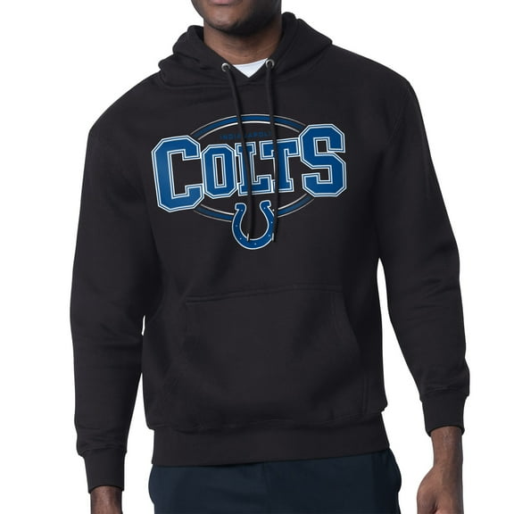 Men's Starter Black Indianapolis Colts Team Track Graphic Pullover Hoodie