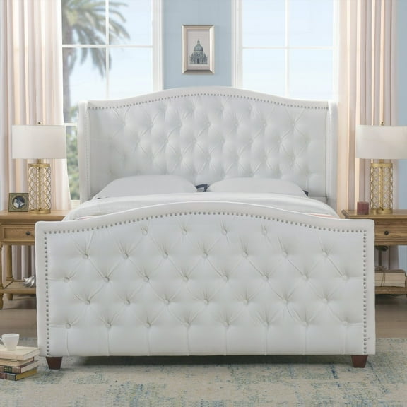 Bench-made Marcella Queen Upholstered Bed Set with Key Features|Sturdy Frame & Lux Fabric