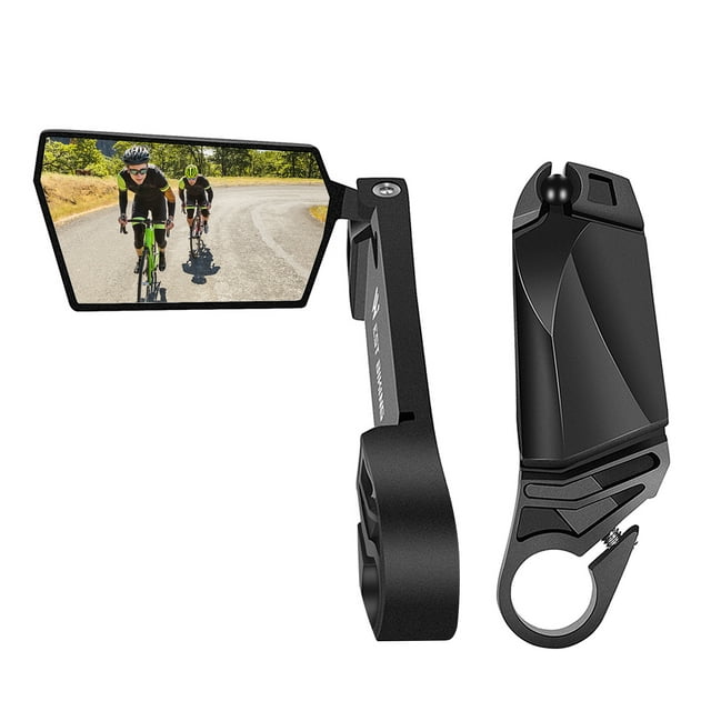 2pcs Bike Mirror Cycling Rear View Mirror Foldable 360 Degree Rotating Rearview Mirrors Handlebar Safety Mirror for Mountain Road Bike Black