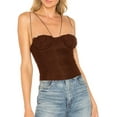 thumbnail image 5 of Arvbitana Women's Ruched Crop Cami Tops Sleeveless Spaghetti Strap V Neck Camisole Solid Color Slim Fit Shirts Ladies Summer Vest for Club Streetwear, 5 of 6