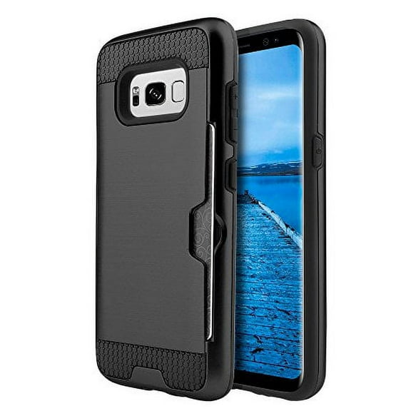 GSA Brushed Hybrid Case w/Card Slot For Samsung Galaxy S8 - Black
