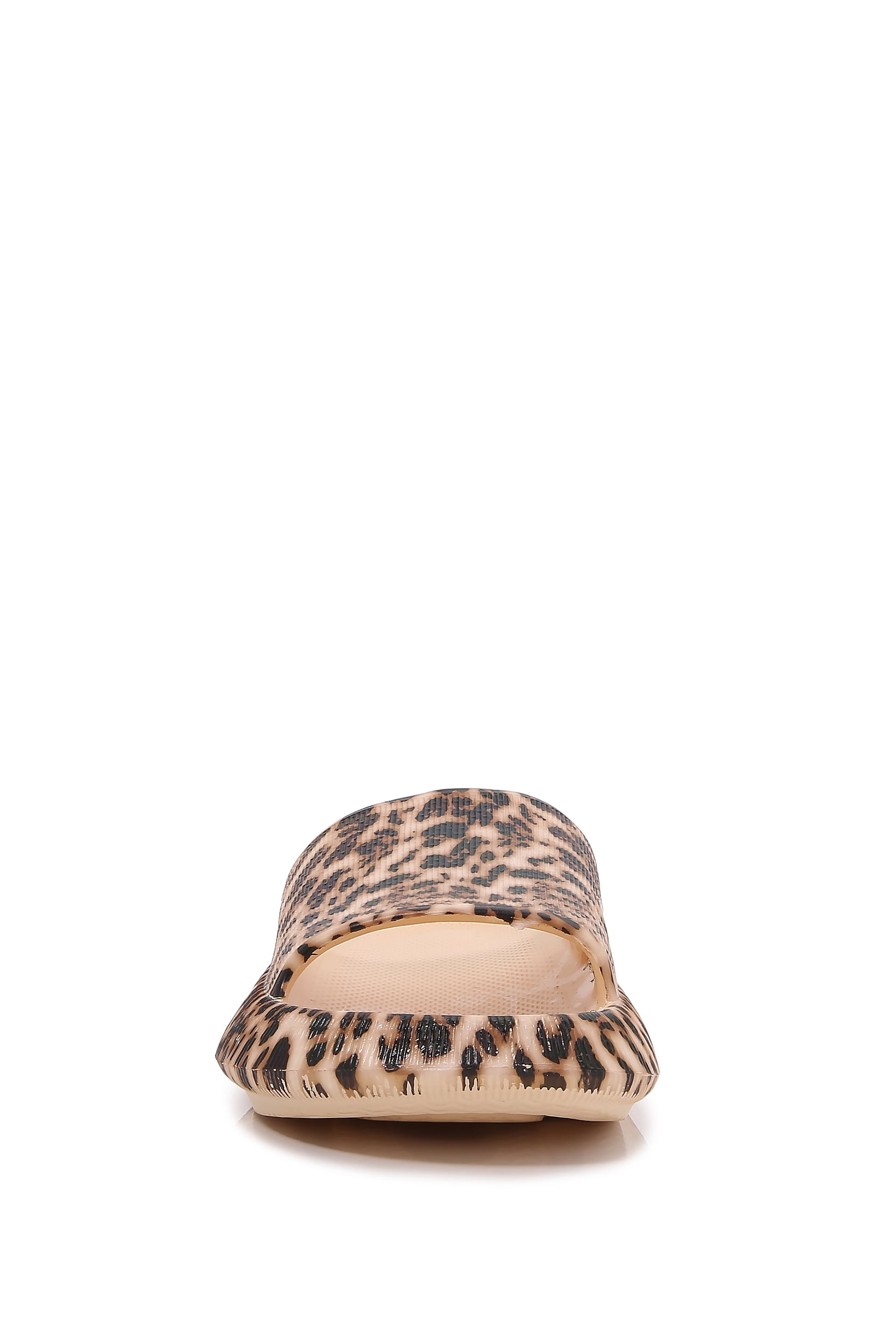 Thick Cushioned Platform Comfy Slippers for Women and Men Summer Beach ?Indoor Outdoor Rubber Open Toe Slides (Leopard, Women 8/Men 6)