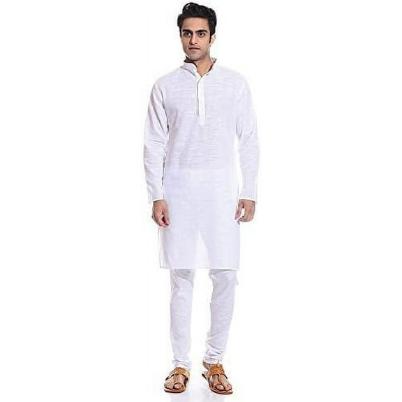 Royal Men's Cotton Blend Straigh Kurta White