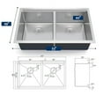 thumbnail image 3 of Huloretions 33 Inch Undermount Workstation Kitchen Sink, Multifunctional Stainless Steel Double Bowl Kitchen Sinks with Integrated Ledge and Accessories, 3 of 6