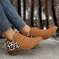 thumbnail image 5 of JINMGG Sneakers for Women Plus Clearance Low Heel Ankle Boots Women's Large Size Leopard Print Women's Thick Heel Bootie Brown 36, 5 of 9