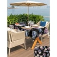 thumbnail image 5 of Outdoor Tablecloth with Umbrella Hole for Patio/Picnic/Party/Camping, Country Flowers Waterproof Table Cloth Rectangle Table Cover Washable, Botanical Purple Blue Floral Black (60"x 84"), 5 of 8