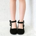 thumbnail image 5 of Mary Janes Shoes for Girls Elegant Suede Chunky Heel Flats with Bowknot Ankle Strap Casual Children Shoes Daily Gown (32,Black), 5 of 6
