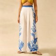 thumbnail image 2 of YIFUNIN Women's High Waisted Wide Leg Pants with Floral Print, Loose Fit Casual Palazzo Trousers for Spring Summer, Flowy Comfortable Beach Pants,Blue L, 2 of 4