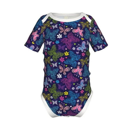 

Junzan Colorful Butterflies Print Short-Sleeve Baby Climbing Clothes Bodysuits for Infant One-Piece for Baby Boys & Girls Baby Clothes Baby Romper with Snap Closure-12 Months