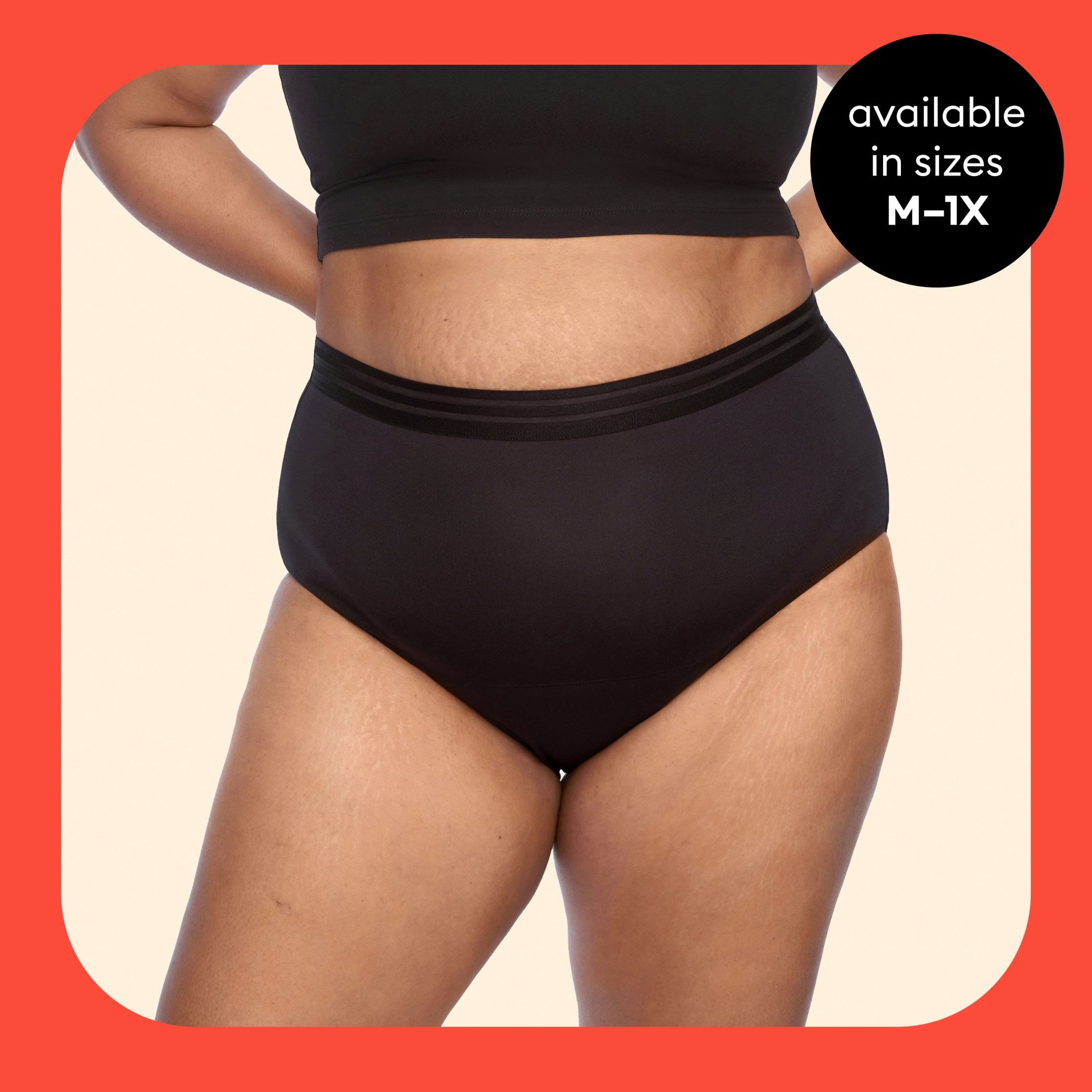 (2 pack) Thinx For All Leaks Period Underwear for Women, Black, L