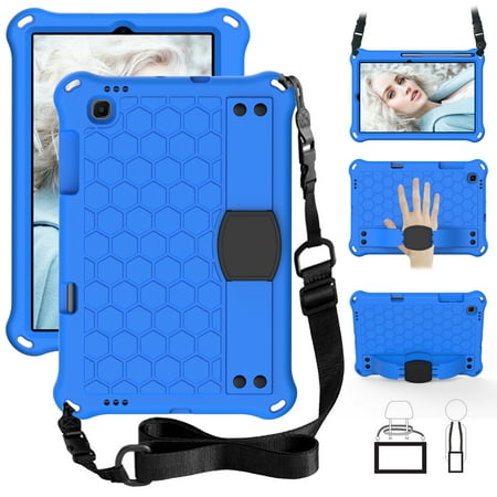 Galaxy Tab S6 Lite 10.5" Case, P610 615 Case, Allytech Silicone Impact-Resistant Kids Friendly With Shoulder Strap Kickstand Shockproof Case Cover for Samsung Galaxy S6 Lite 10.4", Blue