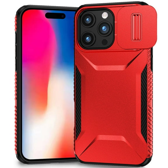 For iPhone 16 Pro 6.3 inch Ultimate U Design Hybrid with Camera Window Covering - Red