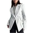 thumbnail image 1 of Longue Veste pour Femmes, Veste de Costume Ample à Taille Plissée avec Boutons, 1 of 9