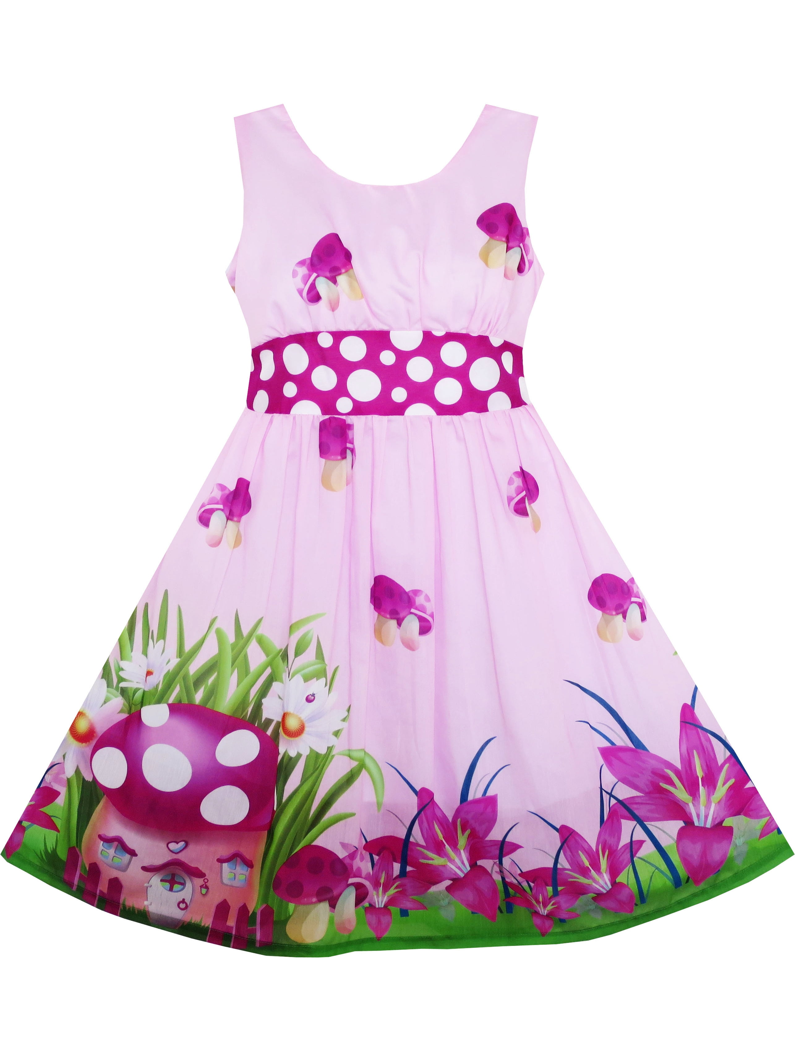 flower & polka dot print dress