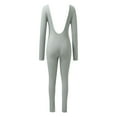thumbnail image 6 of TAIAOJING Women's Long Sleeve Bodysuit Women Workout Seamless Jumpsuit Yoga Ribbed 1 Piece Long Sleeve Leggings Romper Yoga Rompers, 6 of 8