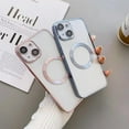 thumbnail image 6 of Compatible with iPhone 13 Magnetic Clear Case,Luxury Plating Bling Transparent Shockproof MagSafe Case with Full Camera Lens Protector for iPhone 13 Women Girl Men-Elegant Pink, 6 of 13
