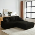 thumbnail image 3 of 84" Loveseat Cloud Couch with 2 Ottomans and 2 Cup Holders, Modular Deep Seat Sectional Sofa with Hidden Storage and Throw Pillows for Living Room, Black, 3 of 9