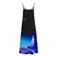 thumbnail image 4 of Summer Saving Wycnly Summer Dresses for Women Beach Holiday High Waist Swing Spaghetti Strap Long Dresses 2024 Short Sleeve V-Neck Hawaiian Graphics Maxi Formal Dress Blue s, 4 of 5