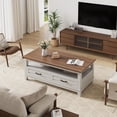 thumbnail image 6 of EastVita 47inch Farmhouse Coffee Table with Drawers Rustic Coffee Table Wood Center Table Easy Assembly Living Room Table for Office Parlor Reading Room - White, 6 of 7