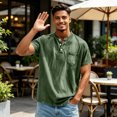 thumbnail image 4 of Sewkxo Henley Shirts for Men Acid Washed Oversized T Shirts Short Sleeve Summer Tops Stylish Vintage Plain Tees,Dark Green 2XL, 4 of 5