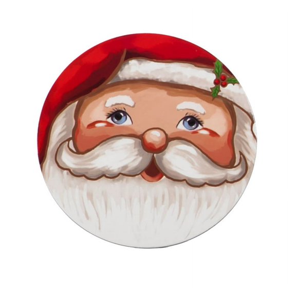 Evergreen Vinly Coated Solid Santa Coaster, Set of 4