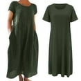 thumbnail image 4 of WILLBEST Womens Assembly Clothing Women's Casual Solid Color Short Sleeved Round Neck Loose Pocket Dress, 4 of 4