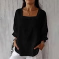 thumbnail image 4 of Women's Solid V-Neck Long Sleeve Casual Top with Three-Quarter Sleeve, 4 of 8