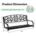 thumbnail image 3 of Costway 2-Person Metal Outdoor Porch Swing Hanging Patio Bench 485 Lbs Capacity Black, 3 of 11