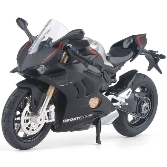 CHUNYAN Die Cast Motorcycle Model for Ducati V4, Realistic Motorcycle Model, 1:12 Scale Kids Moto Toy or Collection, Boyfriend,Young Peoples Gift(Black)
