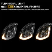 مصابيح أمامية لجهاز عرض الدخان Spec-D Tuning مع شريط LED متسلسل متوافق مع مجموعة المصابيح الأمامية اليسرى + اليمنى لسيارة Infiniti G35 كوبيه 2003-2007