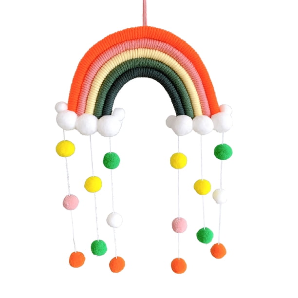 Colgante de decoración de habitación para niños, colgante de decoración de pared de arco iris de nubes tejidas Wmkox8yii fhajkh995