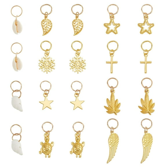 40 Pcs 10 Styles Golden Hair Jewelry Locus Braids Hair Clips Metal Hair Cuffs Hair Rings Braid Hair Charm Dreadlock Charms for Hair Braids Decoration DIY Jewelry 1box