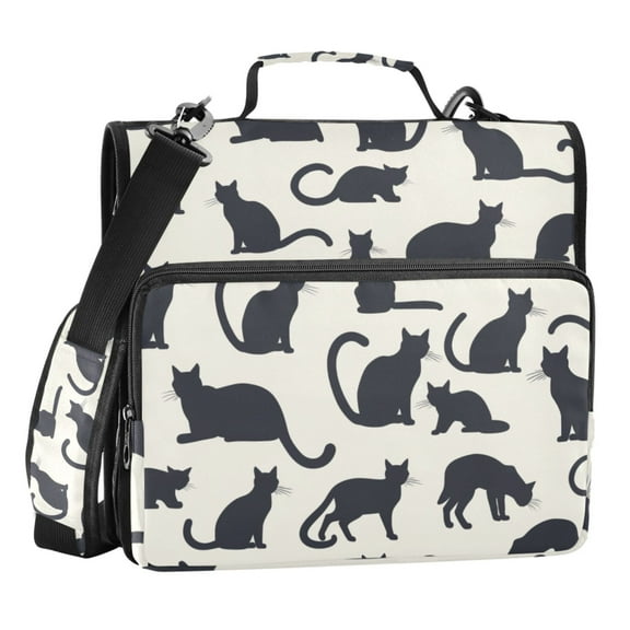 ALAZA Zipper Binder Cat Pattern 3 Ring Trapper Keeper File Folder Organizer Bag