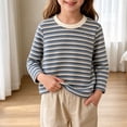 thumbnail image 4 of VIPOIN Striped Long Sleeve Shirt for Kids, Crewneck Casual Soft Daily Top, Sizes 2-12 Years, 4 of 6