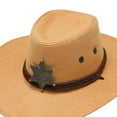 thumbnail image 4 of Sombrero de vaquero para hombre, sombrero de vaquera con correa para la barbilla, sombrero de ala ancha de moda para exteriores Camello, 4 of 9