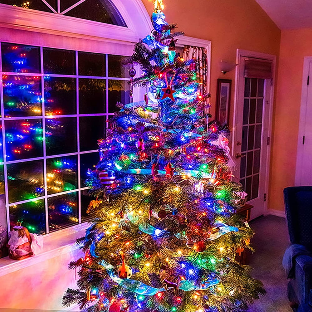 DONGPAI 32Ft 100LEDs Christmas String Light, 8 Lighting Modes Outdoor Waterproof Christmas Lights for Indoor Outdoor Wedding Party Home Garden Decoration, Multicolor