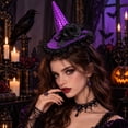thumbnail image 2 of WHEANG Halloween Headbands for Women Halloween Witch Hat Cute Witch Costume Headpiece Holiday Party Cosplay Hair Accessories for Women Halloween Decor Purple One Size, 2 of 5