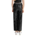 thumbnail image 2 of HULIJA Kids Girls Sequin Modern Jazz Dance Pants Disco Party Flared Trousers Wide Leg Bell Bottoms Black 10, 2 of 7