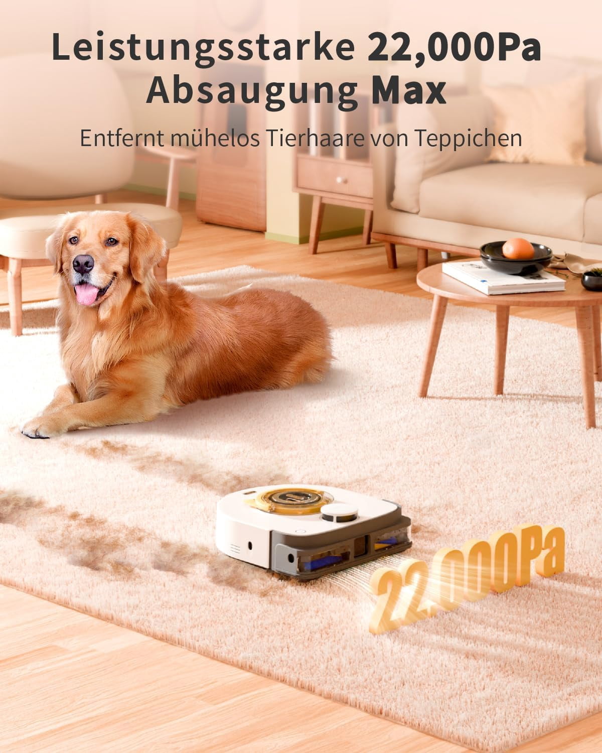 Robot Vacuum with 22,000Pa Ultra-Strong Suction - Automatic Robot Vacuum for Pet Hair & Carpets, Tangle-Free Cleaning, Smart Mapping with LiDAR Navigation, App Controlled