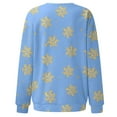 thumbnail image 5 of Bmisegm Women T-Shirt à Manches Longues Col Rond pour Femmes, Usage Quotidien à la Maison Ou en Extérieur, Haut Imprimé, Chandail en Molleton Décontracté pour Bleu TG, 5 of 5