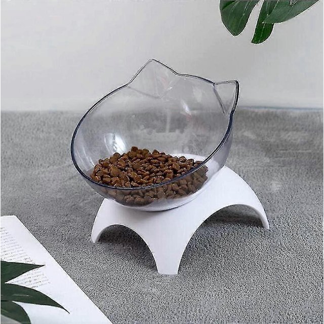 15elevated Cat Food Bowls With Silicone Pet Mat, Plastic Bowl With Stand