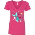 thumbnail image 3 of Inktastic Be a Mermaid Make a Splash Blue Mermaid Tail Women's V-Neck T-Shirt, 3 of 5
