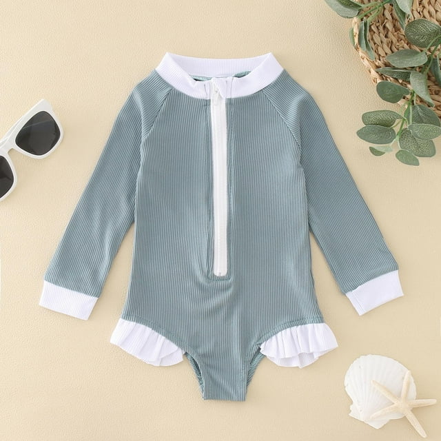 Maillots de Bain Maillot Dermoprotecteur pour Fille, Dessin Animé, Protection Solaire, Manches Longues, Maillots de Bain pour Tout-Petites Filles, Filles 4-5 Ans