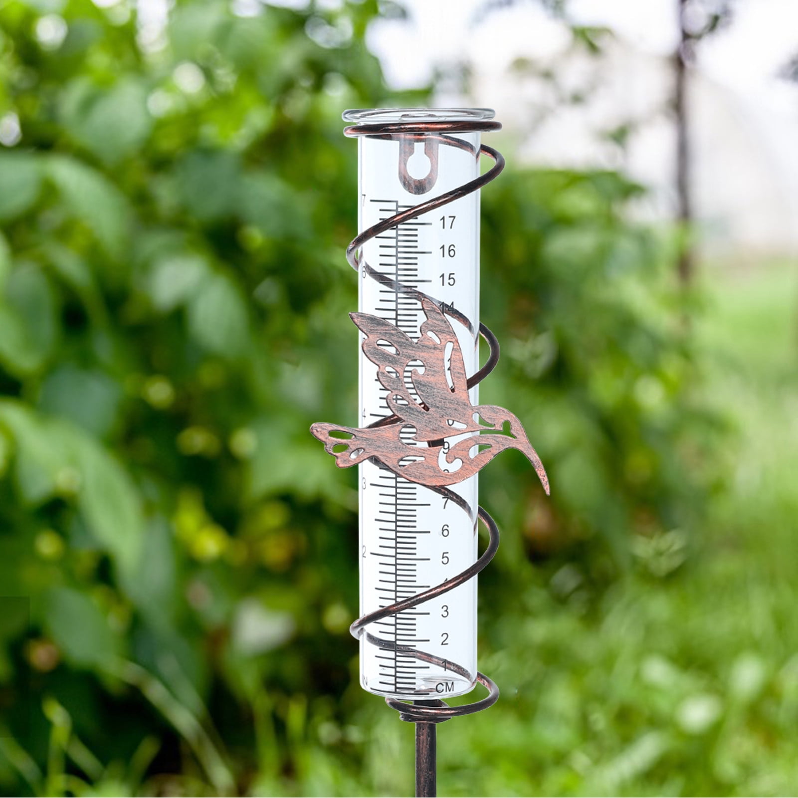 Pluviomètre En Verre Extérieur Avec Piquet Métal – Jauge De Pluie Colibri, 17.8 Cm, Facile à Lire | Décoration De Jardin Et Outil De Mesure