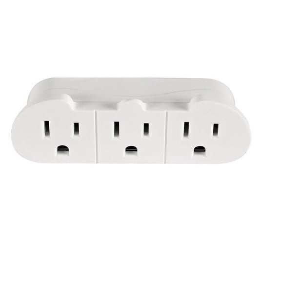 Hyper Tough 3-Outlet Grounded Wall Tap White Plug-in Power Adapter, 15 Amps