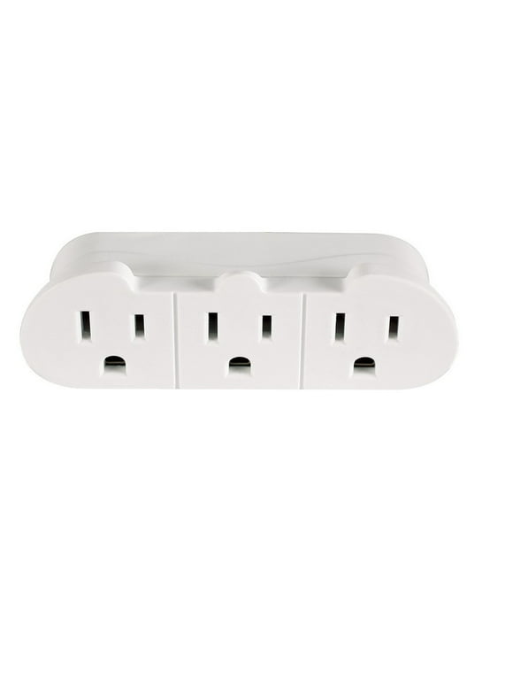 Hyper Tough 3-Outlet Grounded White Plug-In Type Wall Tap, 15 Amps
